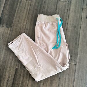 Figs Women's Cream Pants with Blue Drawstring